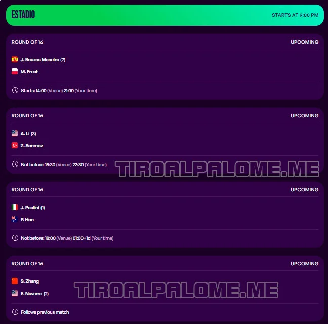 wta merida octavos partidos jueves26 febrero 2026 tiroalpalo t