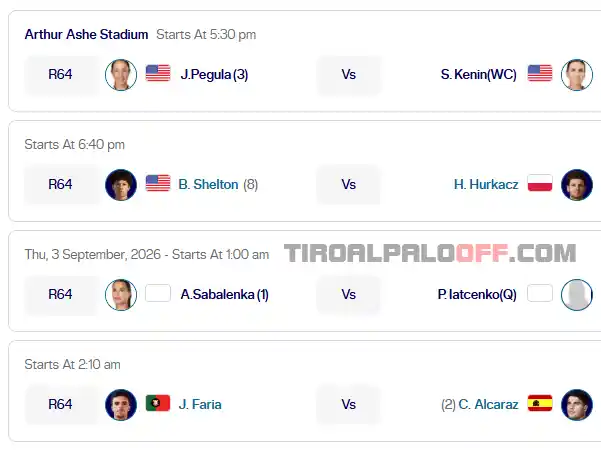 us open arthur miercoles2 septiembre 2026 tiroalpalo