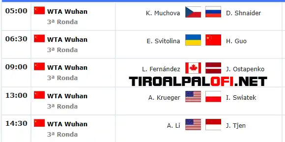 wta wuhan jueves15 octubre 2026 tiroalpalo